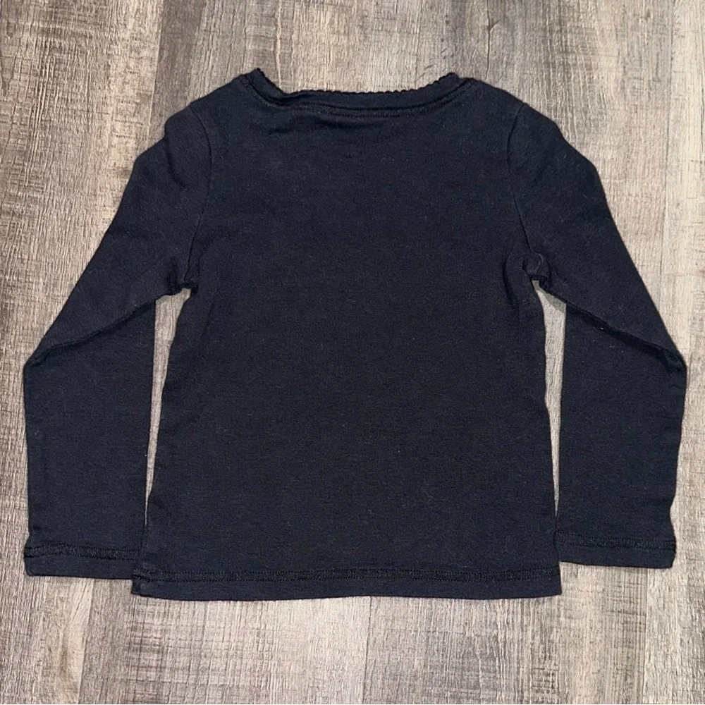 💞 Little Girls 5 / 6 Black Long Sleeve Kids Tee Shirt